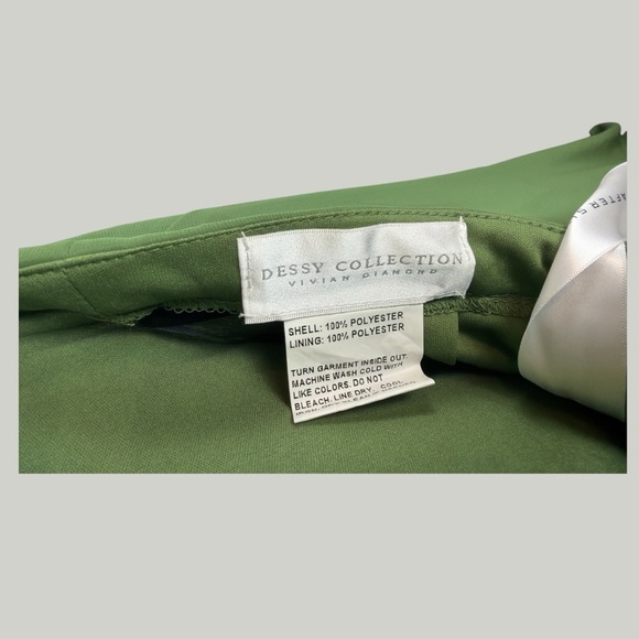 Vivian Diamon Dessy Collection Backless/Strappy Vineyard Green Chiffon Dress - Picture 7 of 8